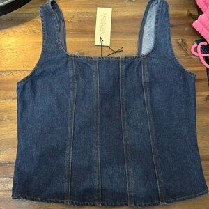 Rachel Zoe Denim stretchy corset top NWT